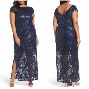 Brianna Lace Column Sequined Gown
